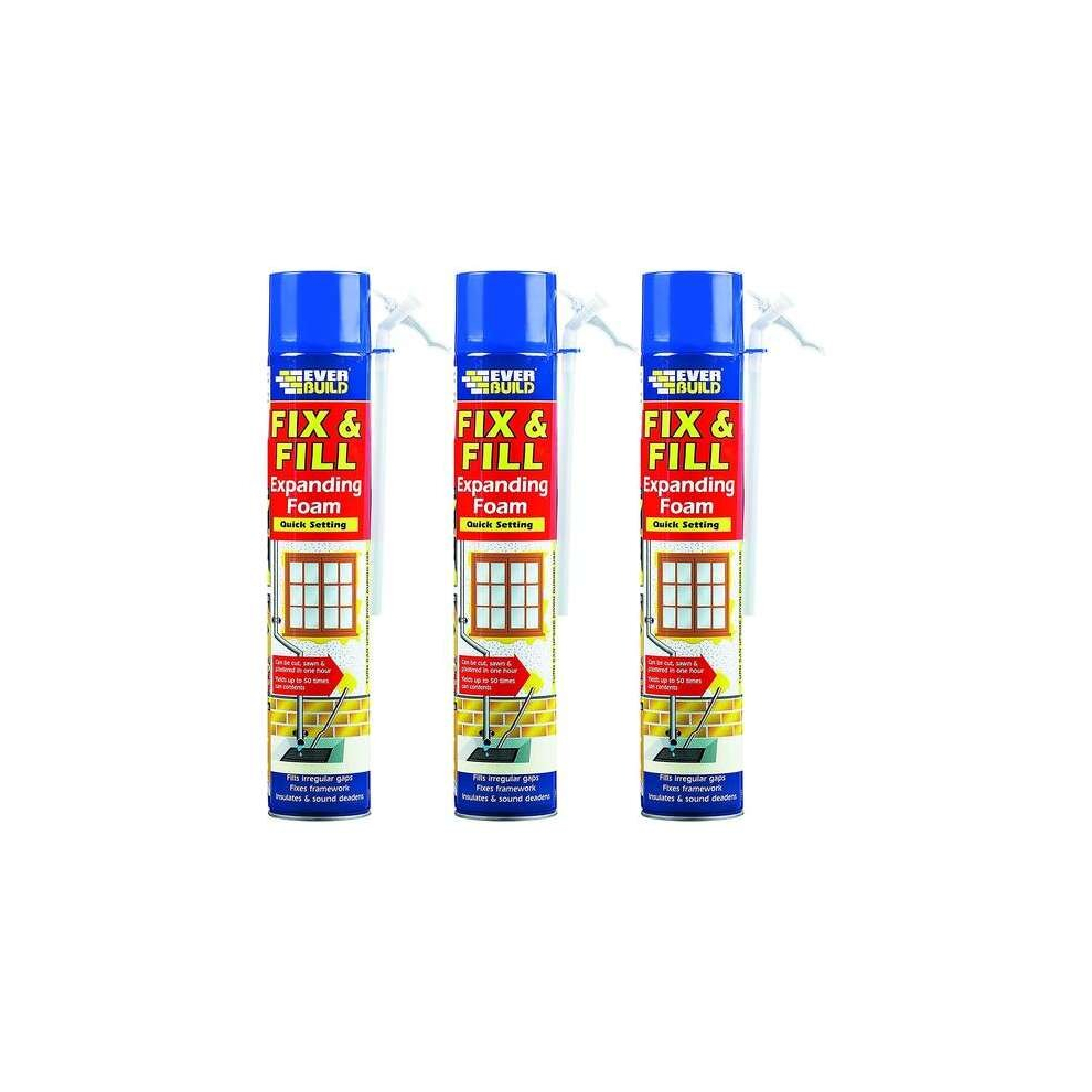 Everbuild Fix and Fill Quick Setting Expanding Foam, 750 ml   EVFF7 (Pack of 3)