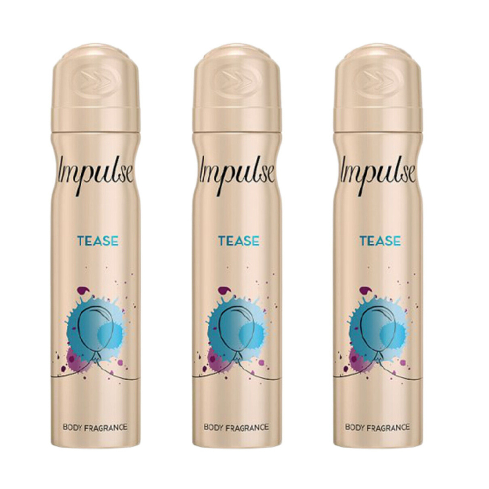 Impulse Tease Body Spray, 75 ml (Pack of 3)