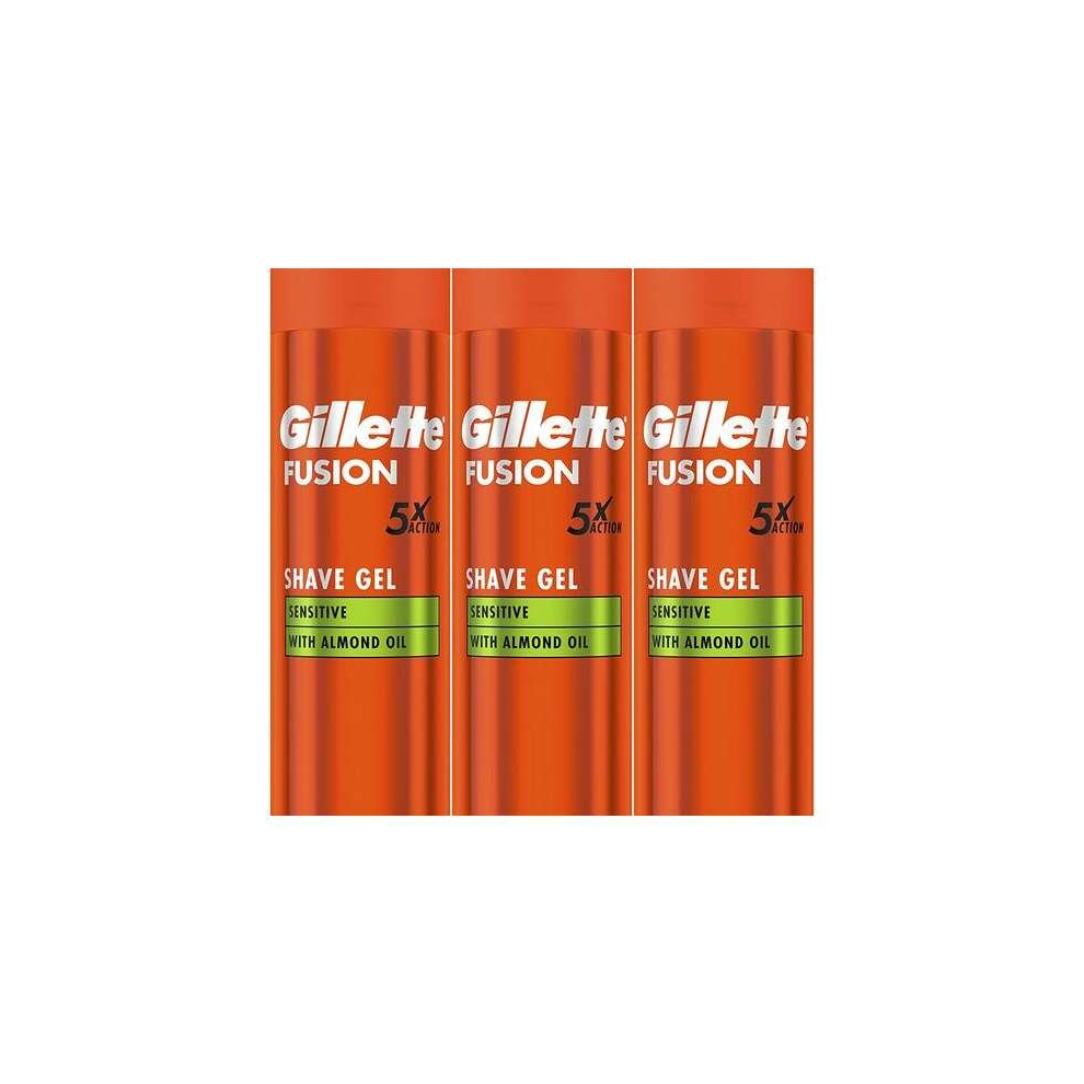 Gillette Fusion 5 Ultra Sensitive Men's Shaving Gel 200 ml (Pack of 3)