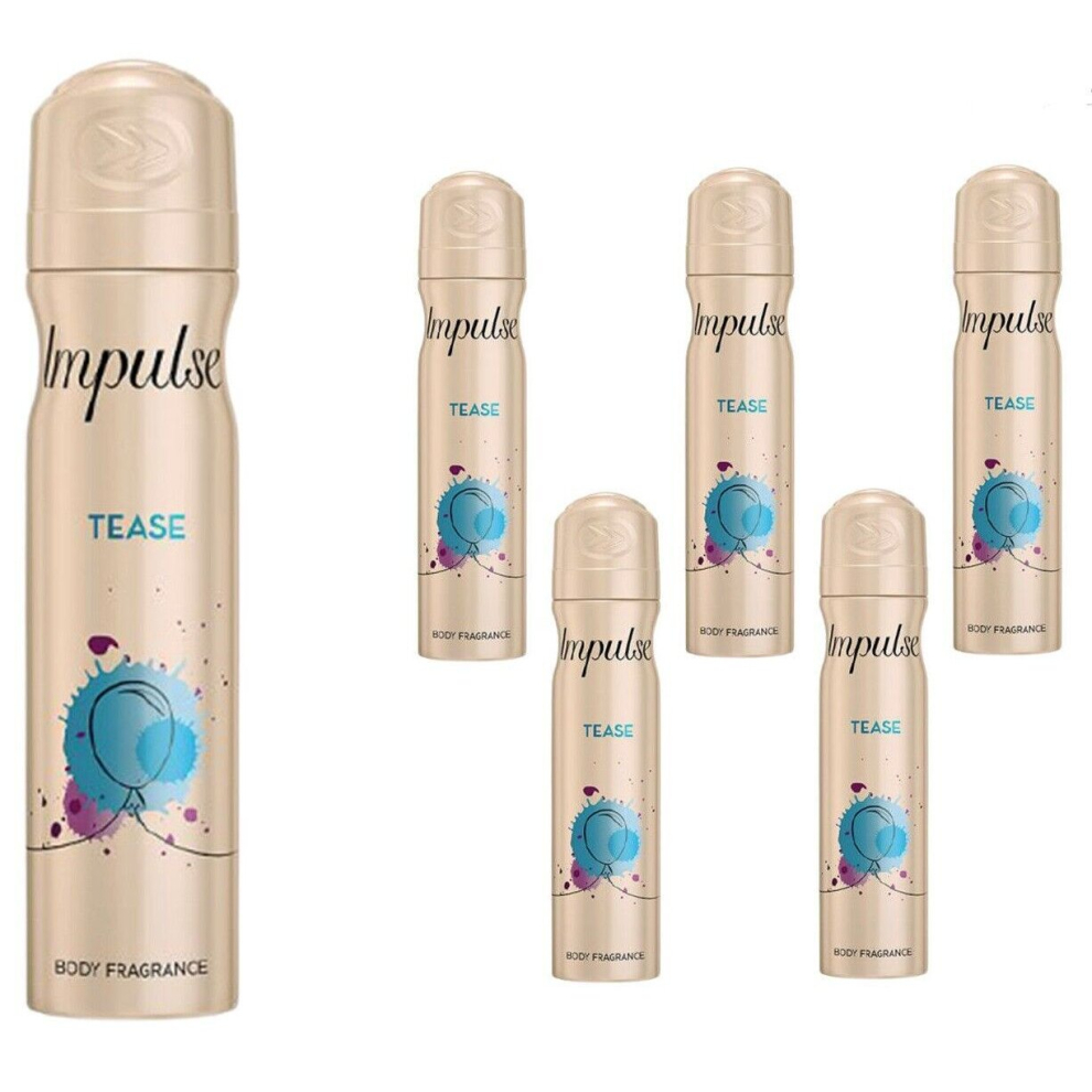 Impulse Tease Body Spray, 75 ml (Pack of 6)