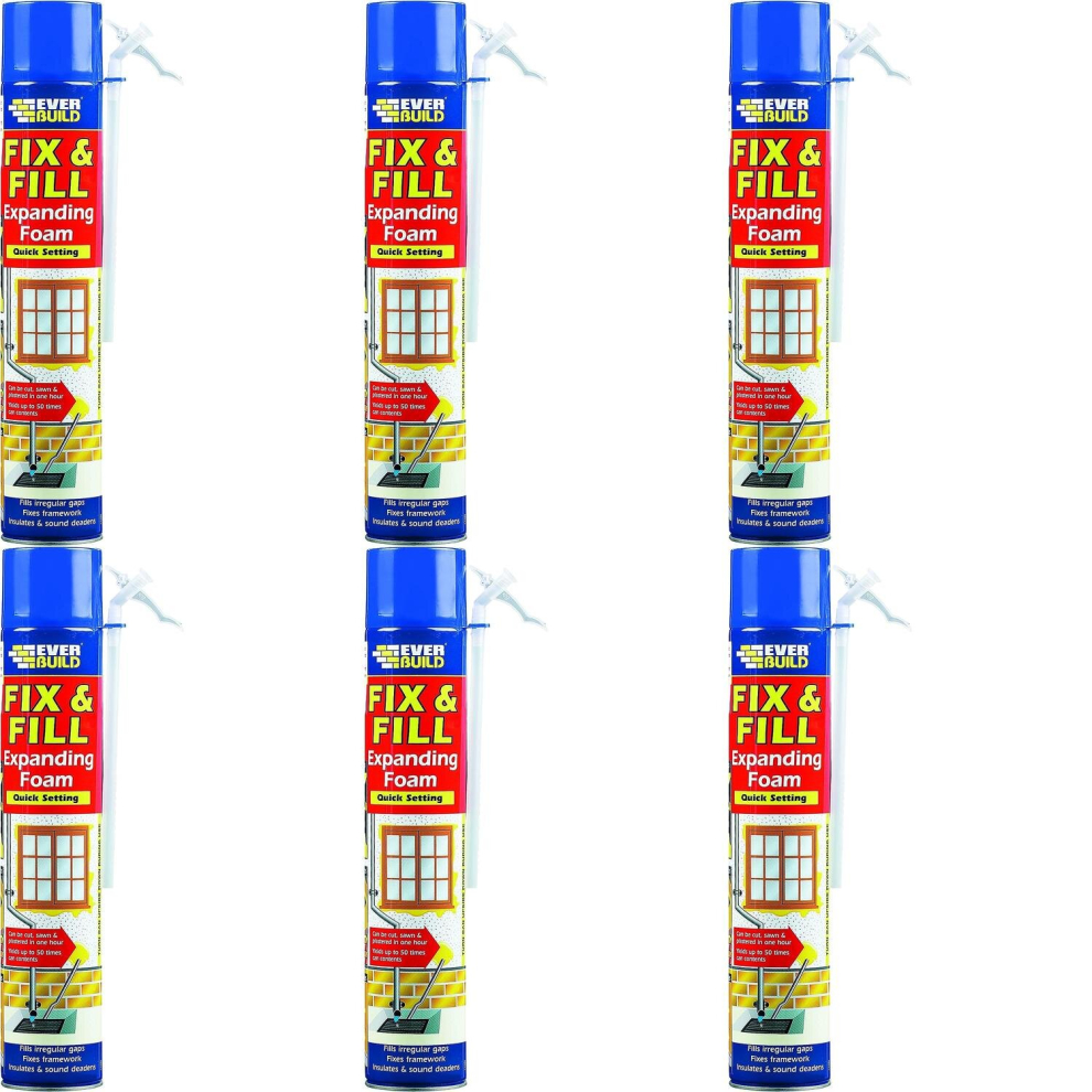 Everbuild Fix and Fill Quick Setting Expanding Foam, 750 ml   EVFF7 (Pack of 6)