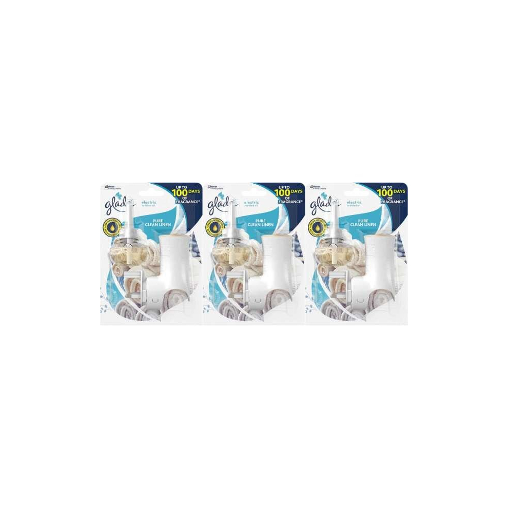 Glade pure clean linen Electric Scented Oil Holder & Refill 20 ml (7554). (Pack of 3)