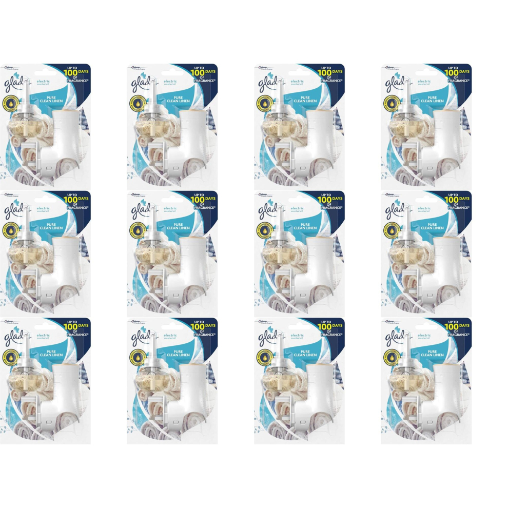 Glade pure clean linen Electric Scented Oil Holder & Refill 20 ml (7554). (Pack of 12)