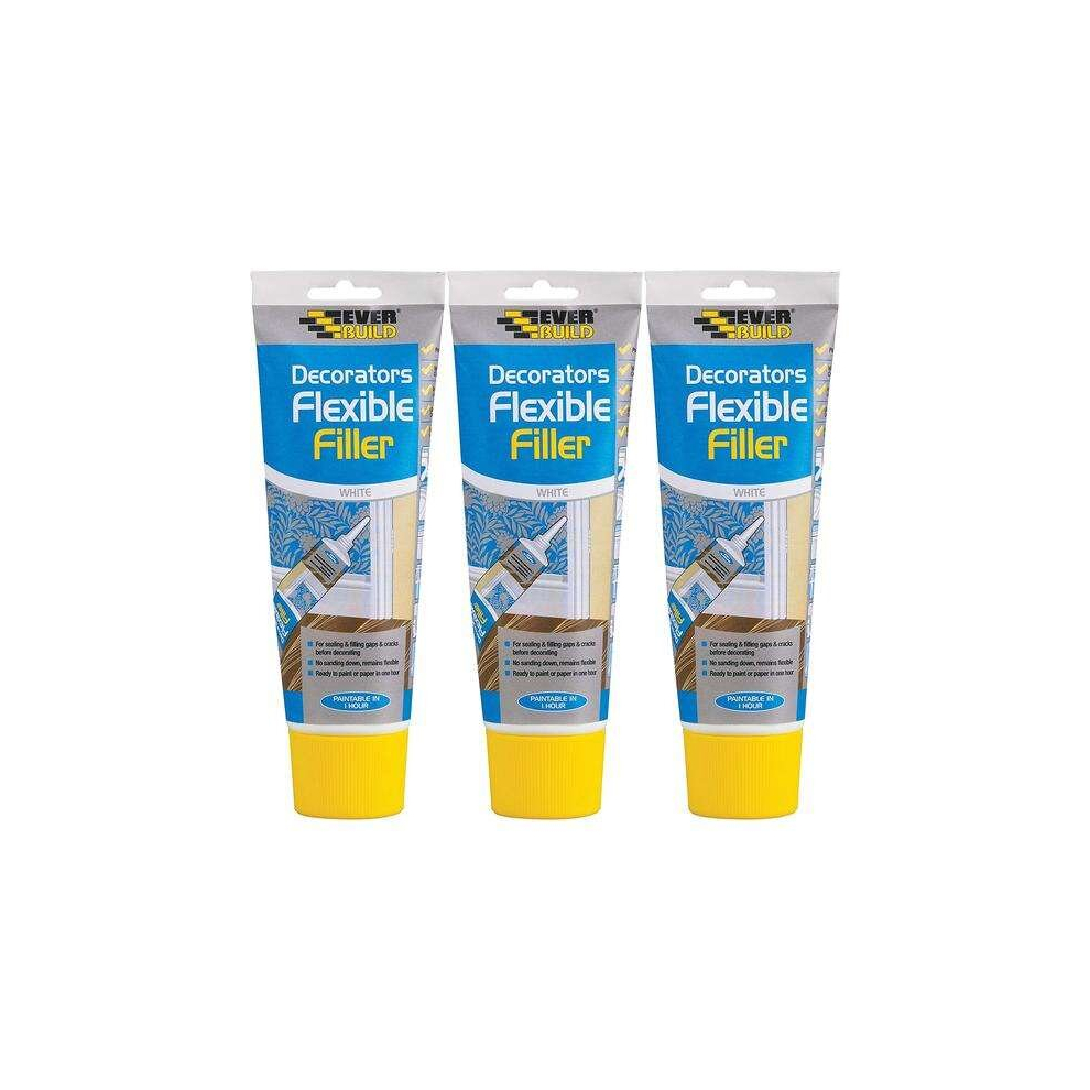 Everbuild Flexible Decorators Filler, White, 200 ml       EASIFLEX (Pack of 3)