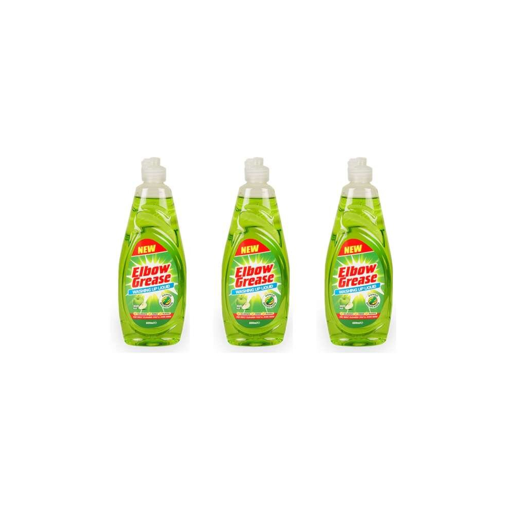 Elbow Grease Washing Up Apple Fresh Liquid 600ml (Pack of 3)