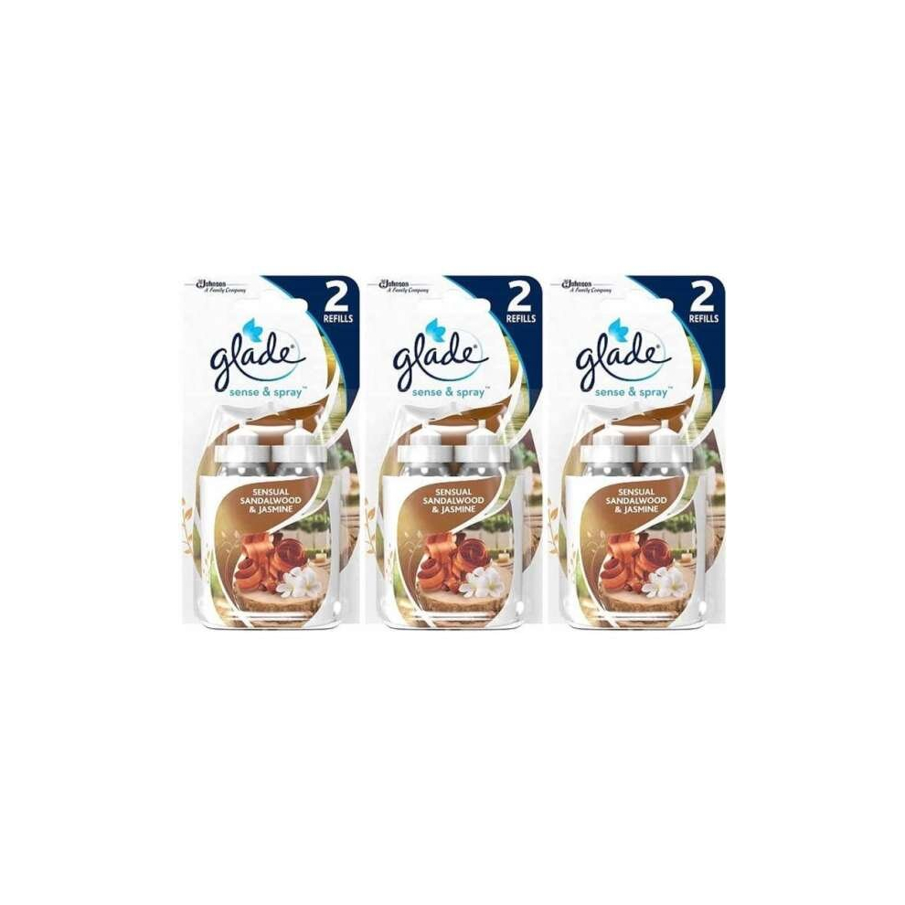 Glade Sense & Spray Twin Pack Sensual Sandalwood & Jasmine Refills, 2 x 18ml (Pack of 3)