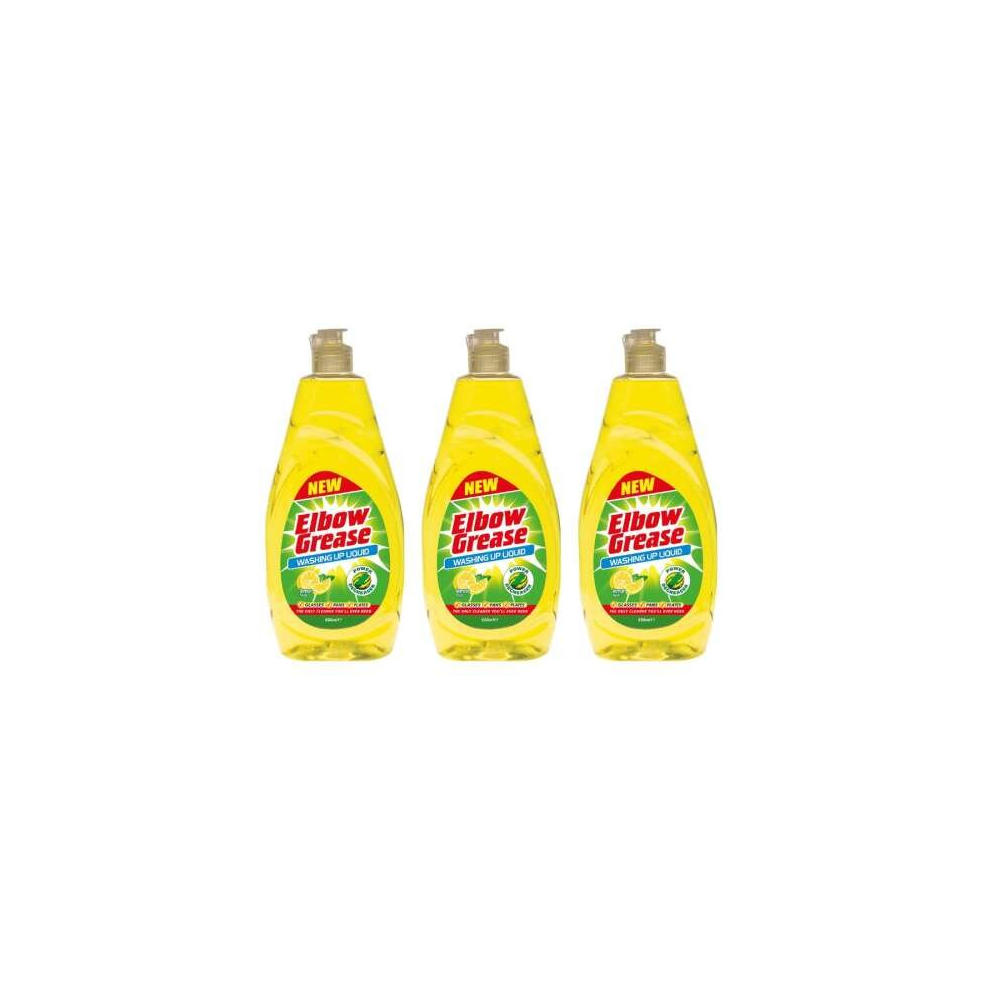 Elbow Grease Lemon Washing Up Liquid 600Ml (Pack Of 3)