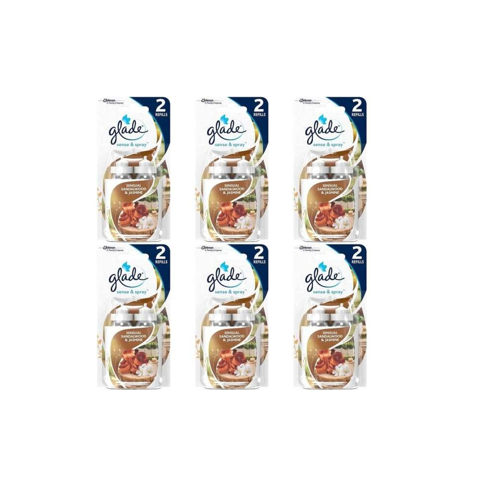 Glade Sense & Spray Twin Pack Sensual Sandalwood & Jasmine Refills, 2 x 18ml (Pack of 6)