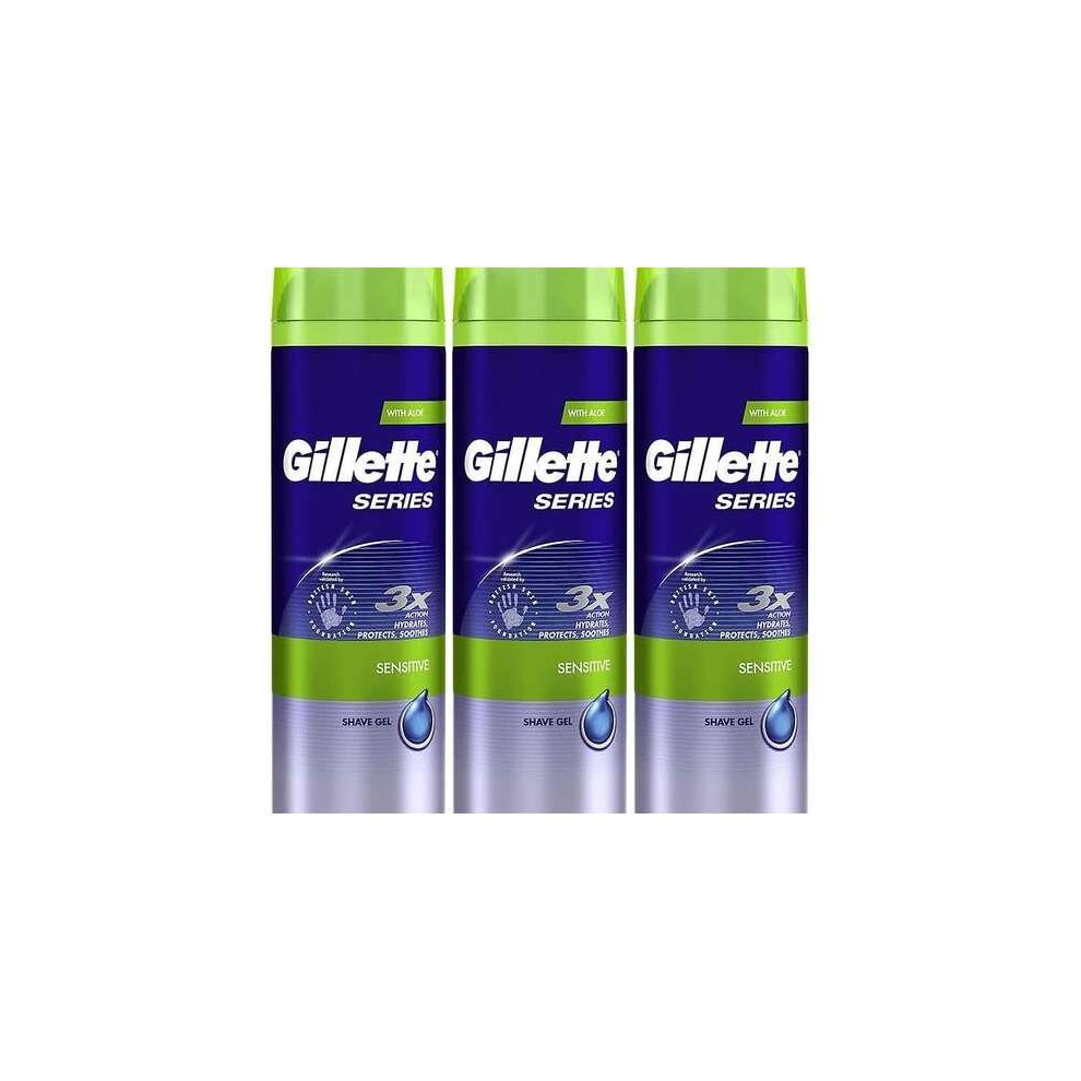 Gillette Series Sensitive Skin Shaving Gel , 200ml (Pack of 3)