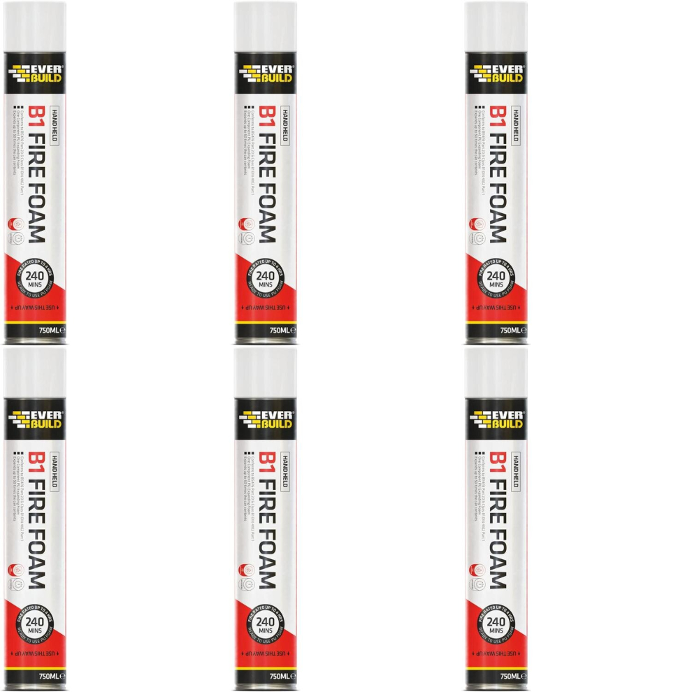 Everbuild B1 Hand Held Expanding Fire Rated Foam, Pink, 750 ml       EVFIRE (Pack of 6)