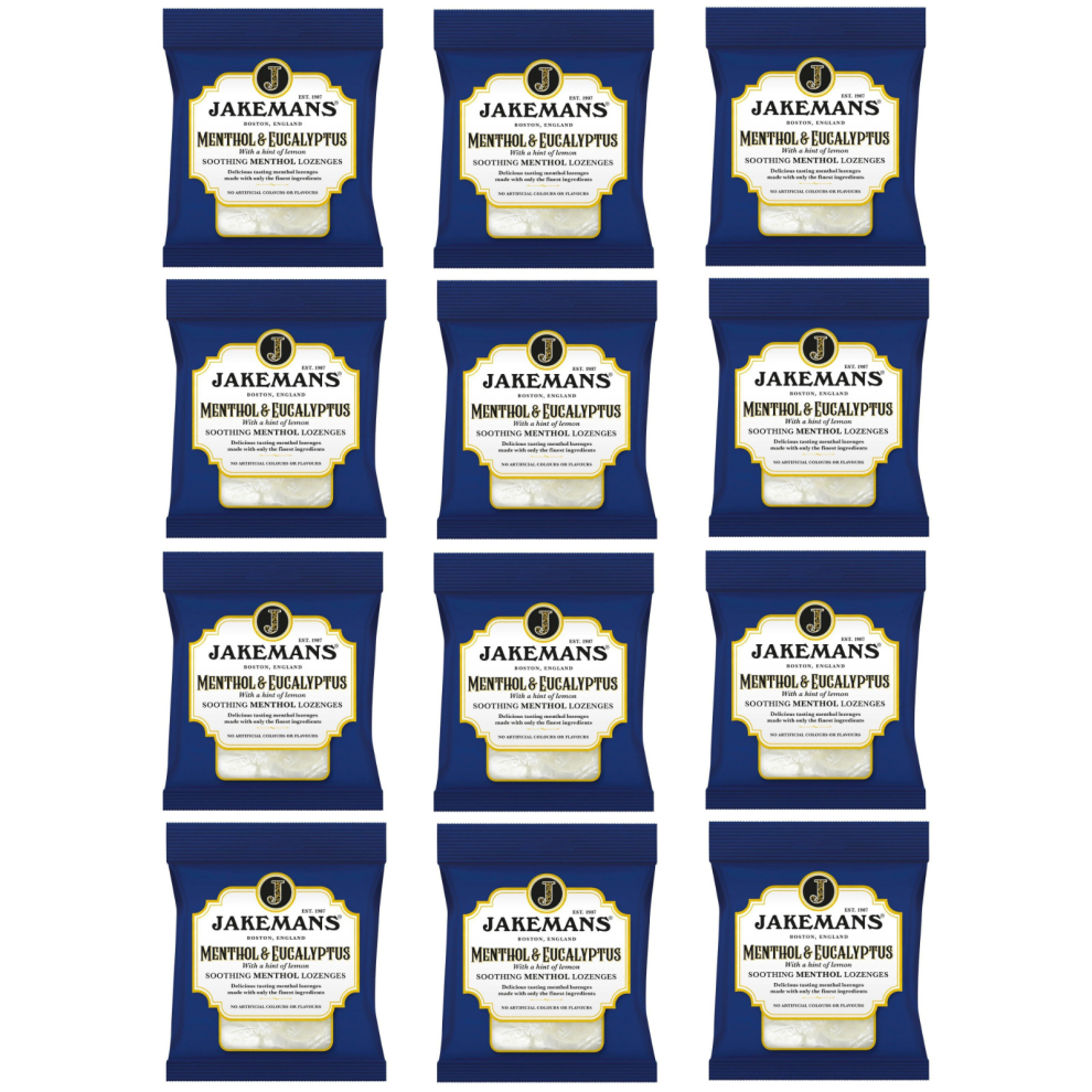 Jakemans Throat and Chest Menthol Sweets Menthol and Eucalyptus 73g (Pack of 12)