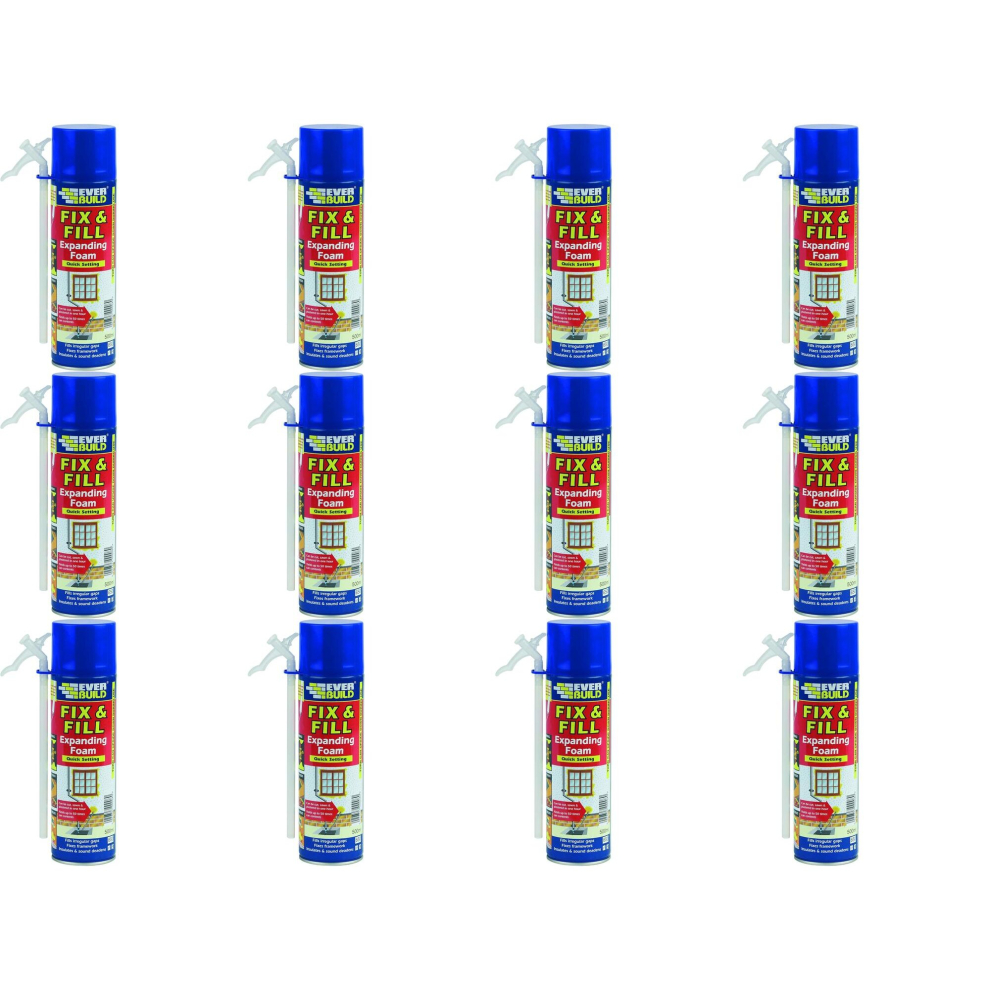 Everbuild Fix and Fill Quick Setting Expanding Foam, 500 ml   EVFF5 (Pack of 12)