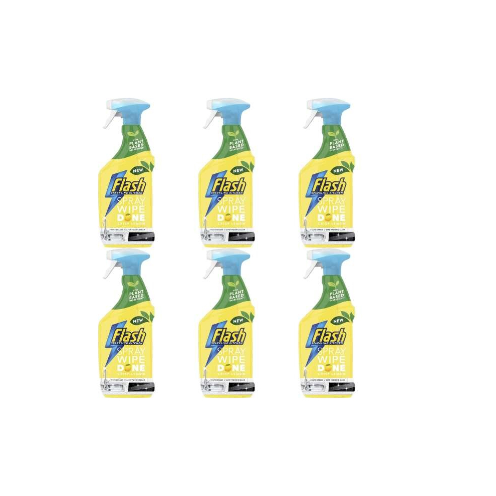 Flash Spray Wipe Done Kitchen Crisp Lemon 800ml (Pack of 6)