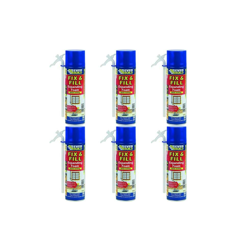 Everbuild Fix and Fill Quick Setting Expanding Foam, 500 ml   EVFF5 (Pack of 6)