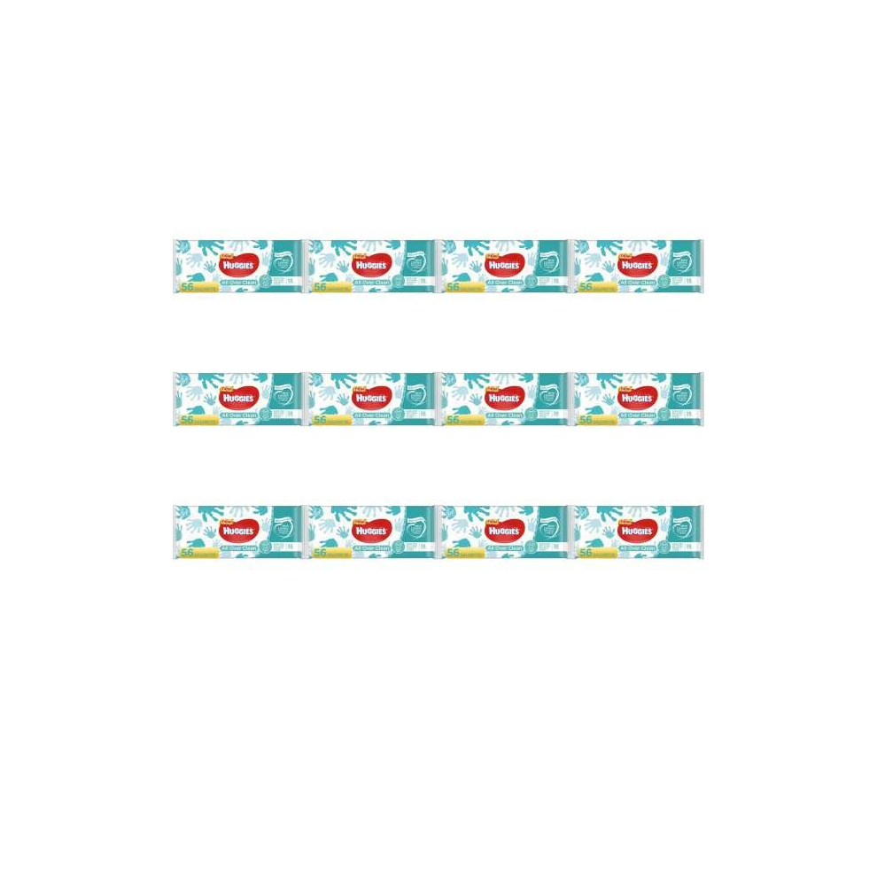 Huggies All Over Clean Baby Wet Wipes 56 Pieces (Pack of 12)