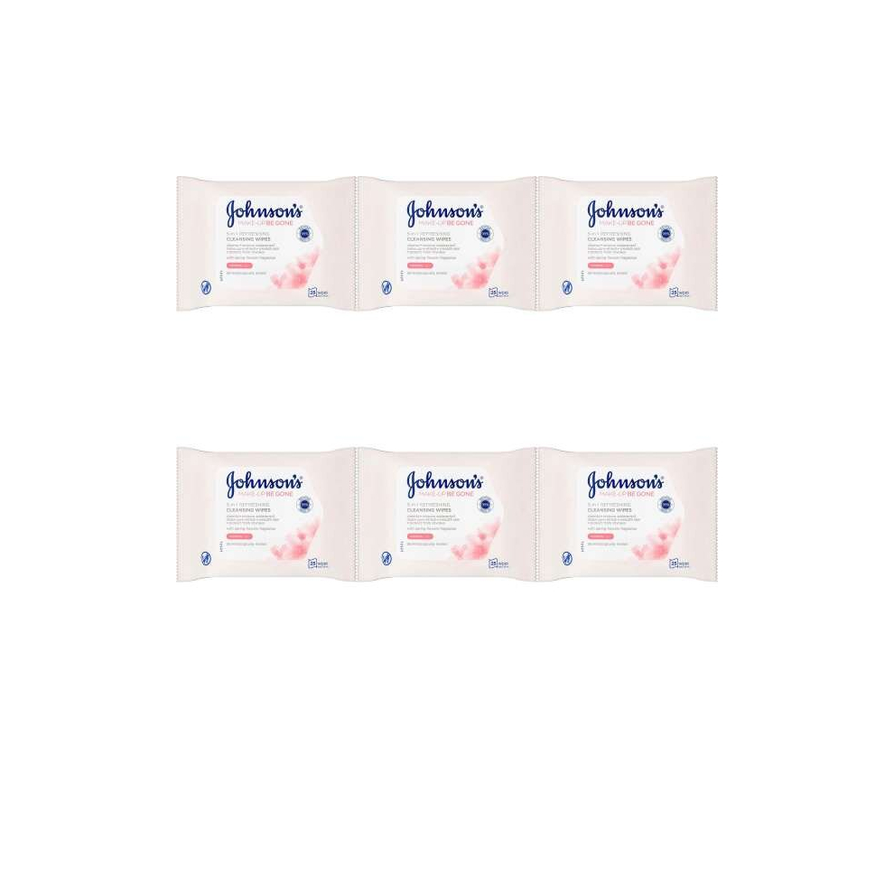 Johnson's Face Care Makeup Be Gone Refreshing Wipes - 25 wipes (Pack of 6)