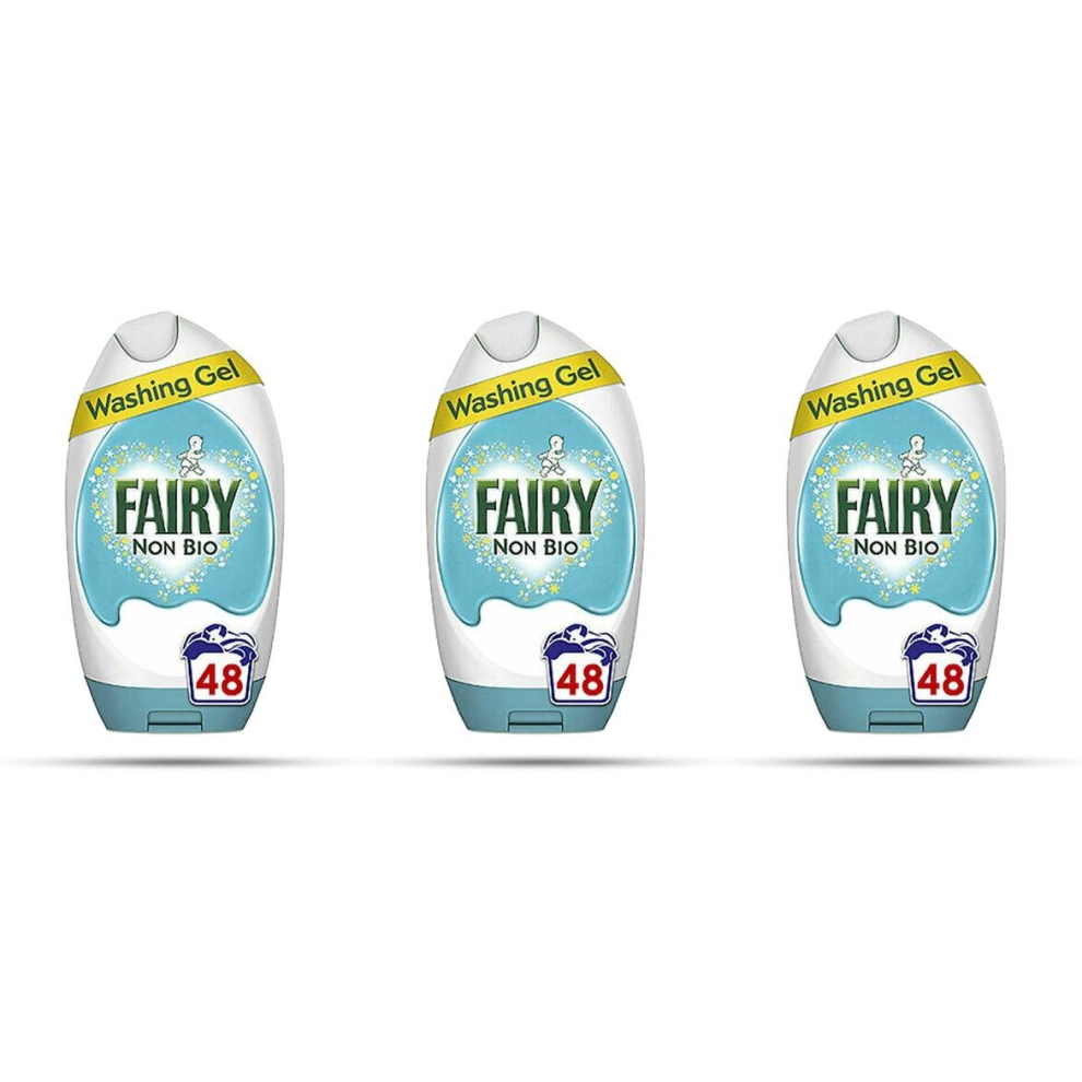 Fairy Non Bio Washing Liquid Laundry Detergent Gel, 48 Washes, 1.8 L, for Sensitive Skin (Pack of 3)