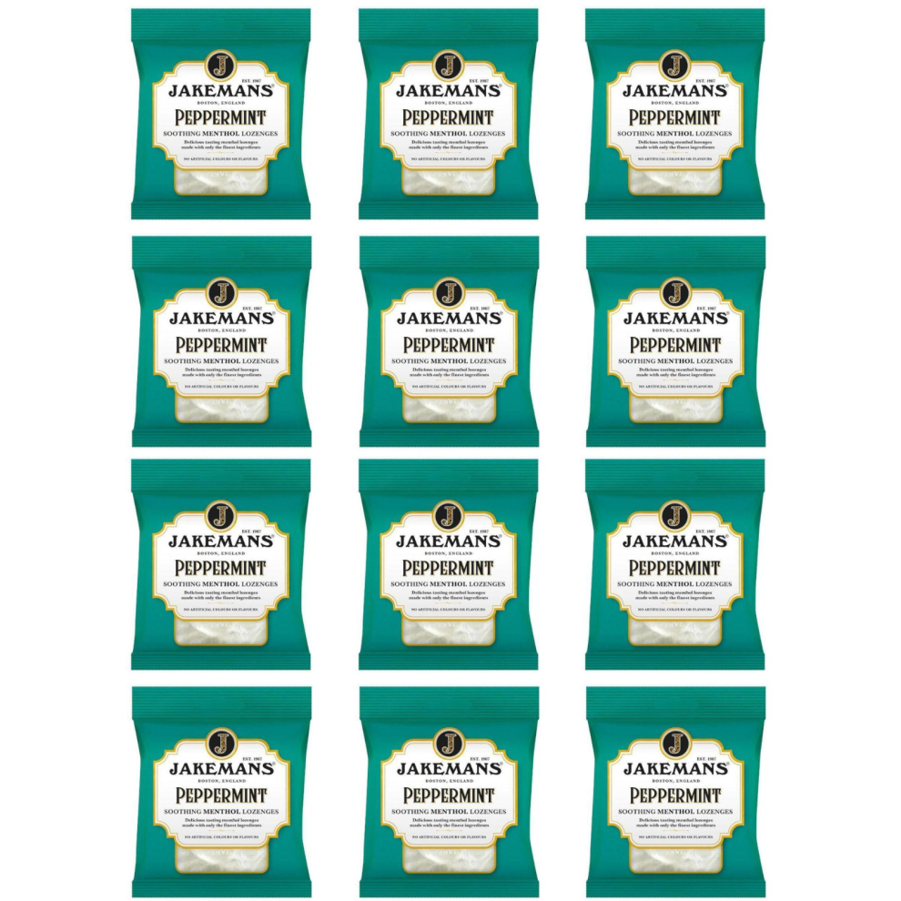 Jakemans Throat and Chest Menthol Sweets Peppermint 73g (Pack of 12)