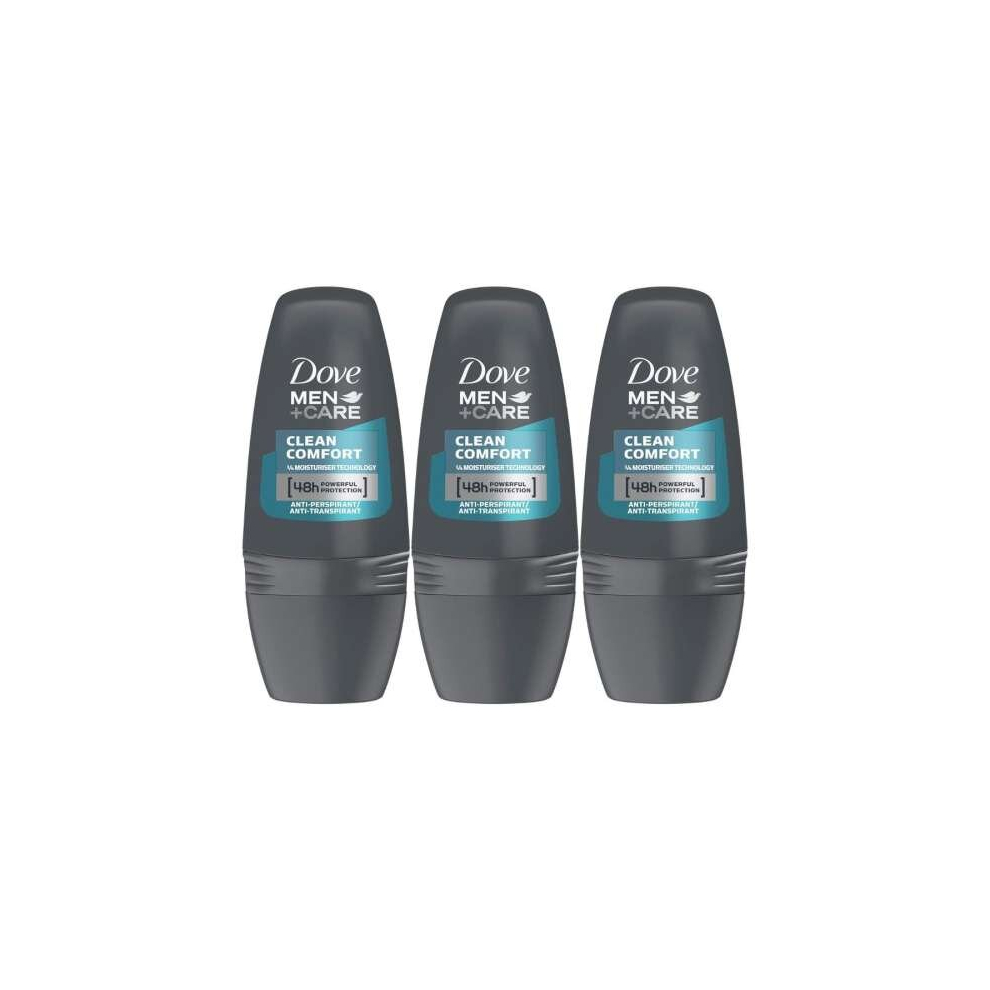 Dove Men+Care Clean Comfort Deodorant Roll On 50ml (Pack of 3)