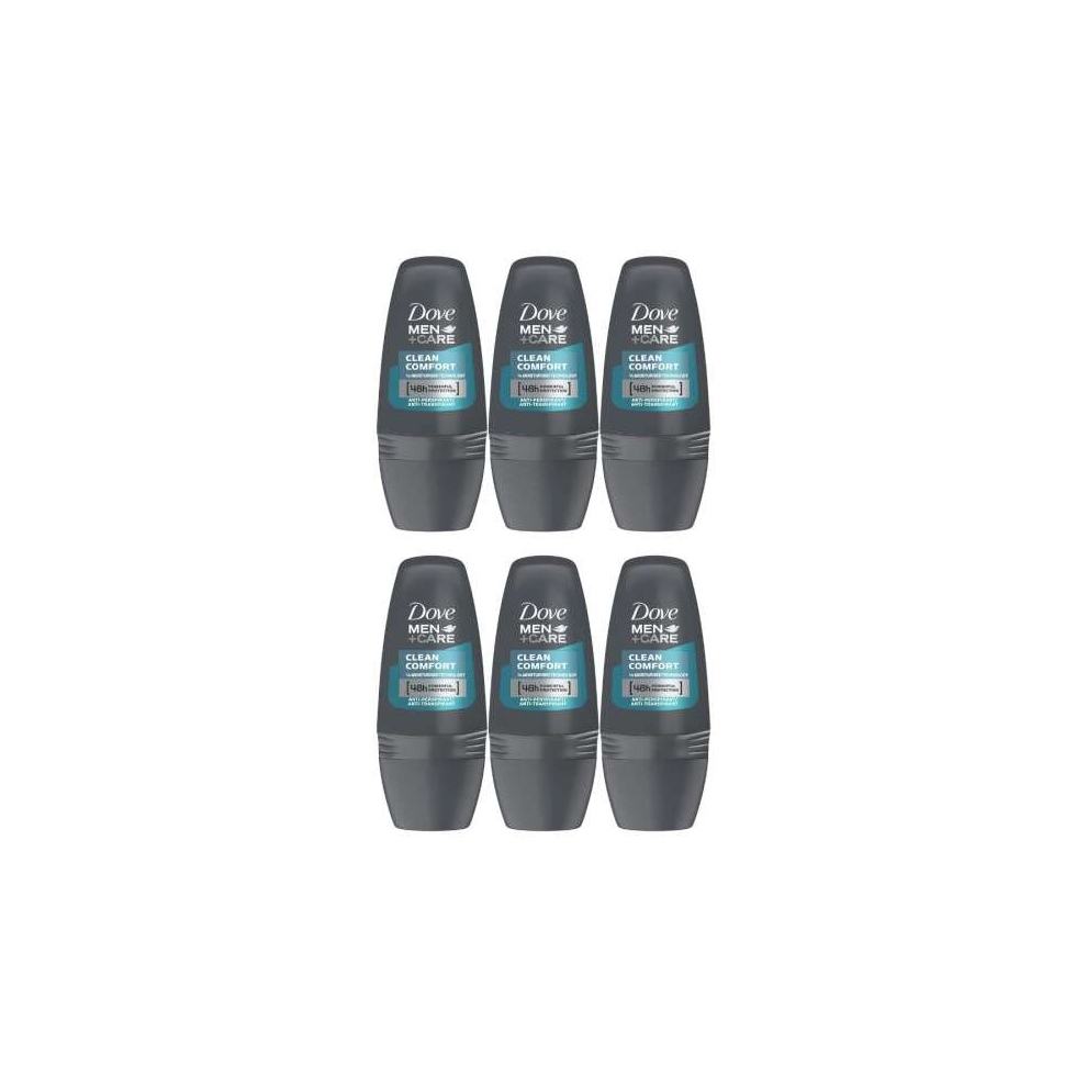 Dove Men+Care Clean Comfort Deodorant Roll On 50ml (Pack of 6)