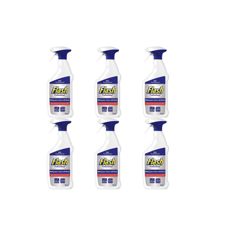 Flash Professional Multi-Purpose Cleaner with Bleach Spray 750ml (Pack of 6)