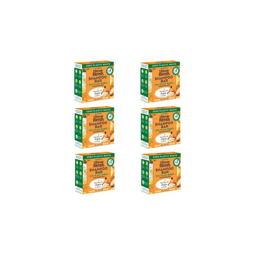 Garnier Ultimate Blends Shampoo Bar Argan & Camellia For Weak, Dull Hair 60G (Pack of 6)