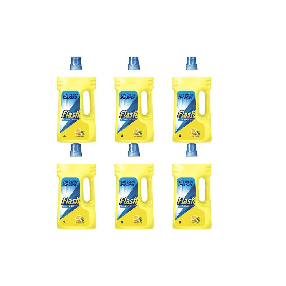 Flash Clean & Shine All Purpose Cleaner Lemon 1 Litre Bottle (Pack of 6)