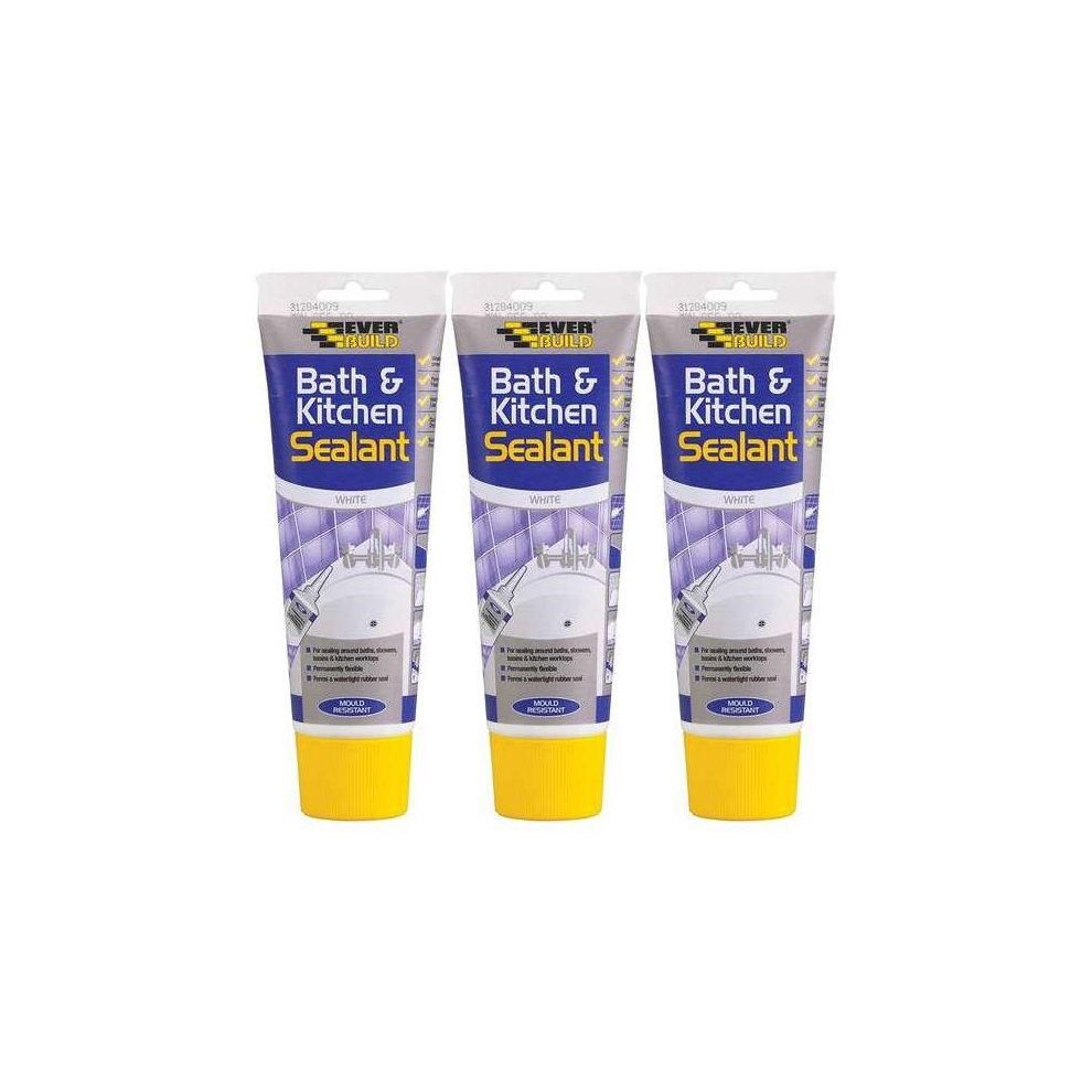 Everbuild Bath and Kitchen Acrylic Sealant, White, 200 ml EASIBATH (Pack of 3)