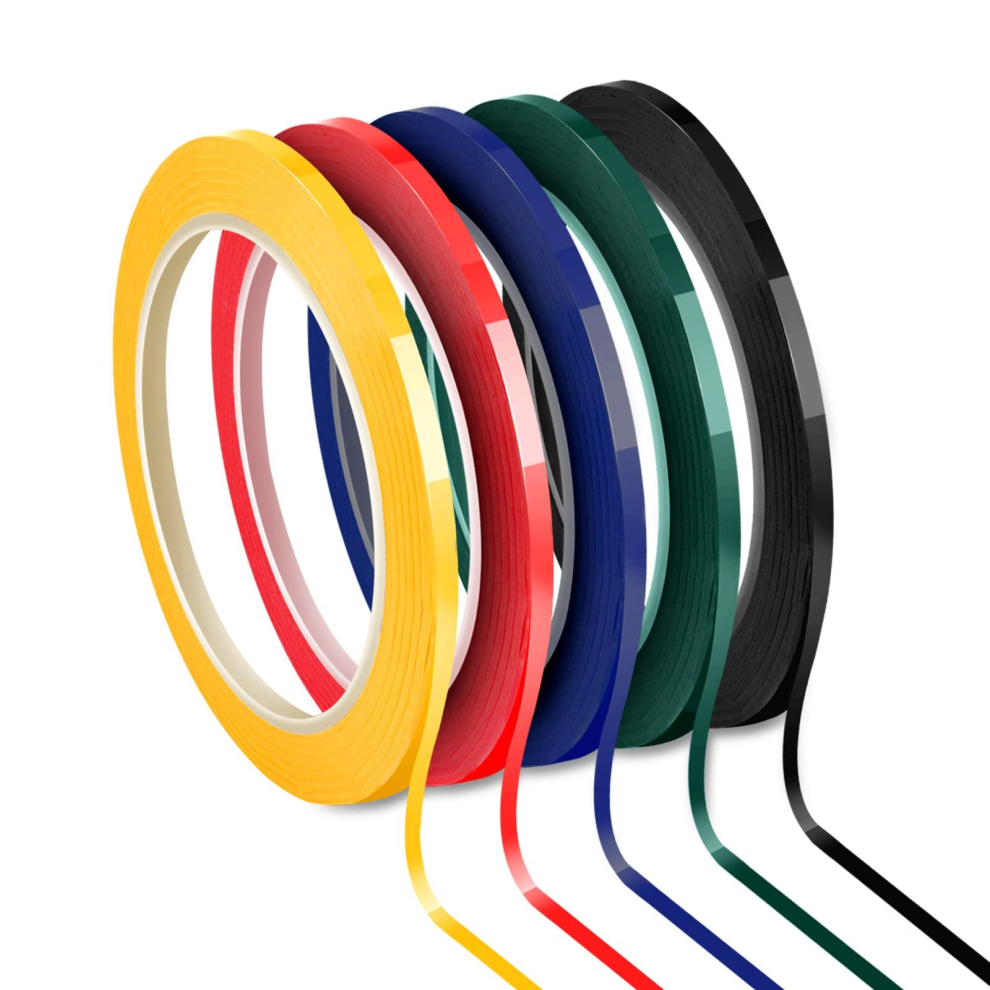 5 Rolls 3mm Diagram Graph Self Adhesive Whiteboard Marking Grid Tape, Assorted 5 Colours, 66m per roll