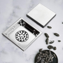 Inch Square Design Tile Floor Shower Drain Deodorant Center Quadrate Floor Drains for Bathroom Kitchen Balcony, Gravity Seal (Size : Deep Seal)