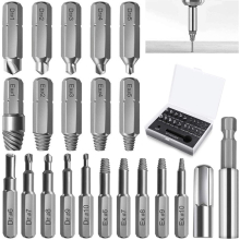 22 Pcs Damaged Screw Extractors, Separate Polishing and Extracting Bits Screw Extractors for Damaged Bolts or Screws, 2-12mm, with Magnetic Bit Holder