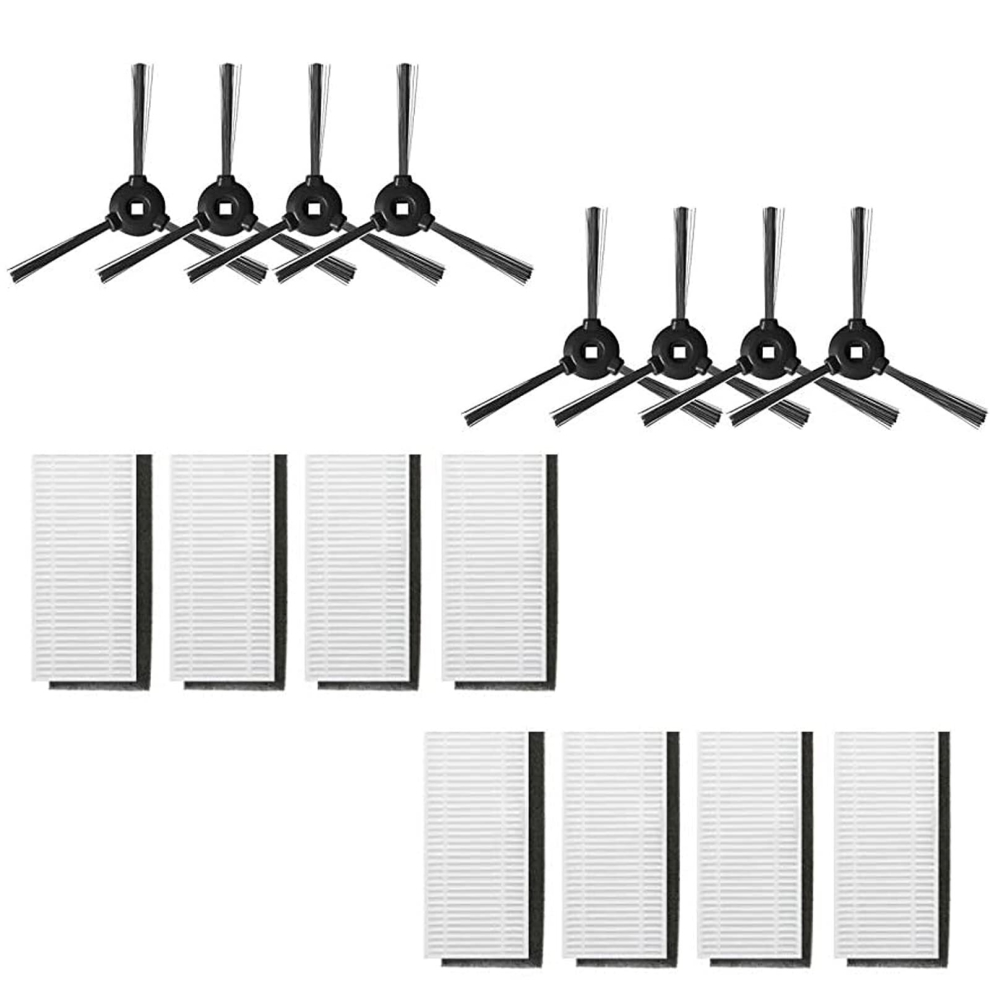 Gopatriot Memory Accessories Kit For Lefant Robotic Vacuum Cleaner 8 Side Brushes And 8 Hepa Filters M200/M201/M520m/M501-A/M571/T700