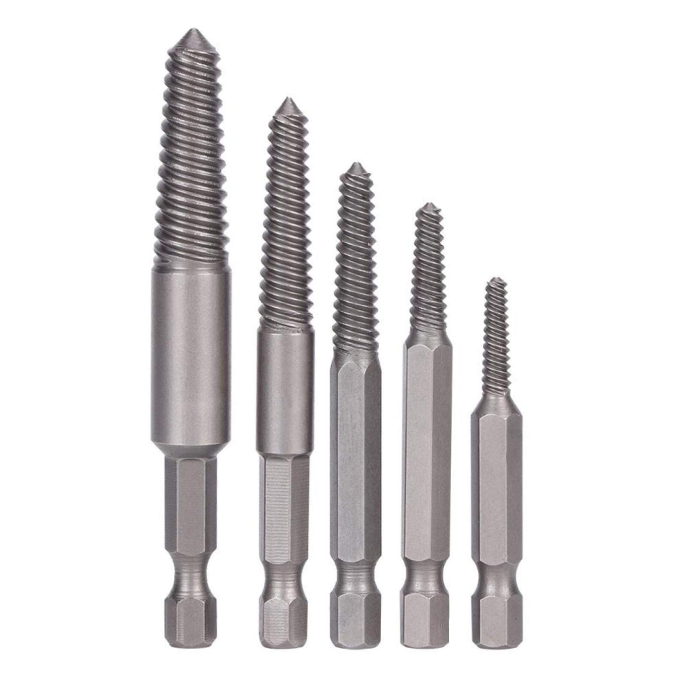 5Pcs Screw Drill Bits Stud Removal Tool Broken Screw Extractor Hex Shank Damaged Fine Teeth Bolt Removal Tool 9023832757462
