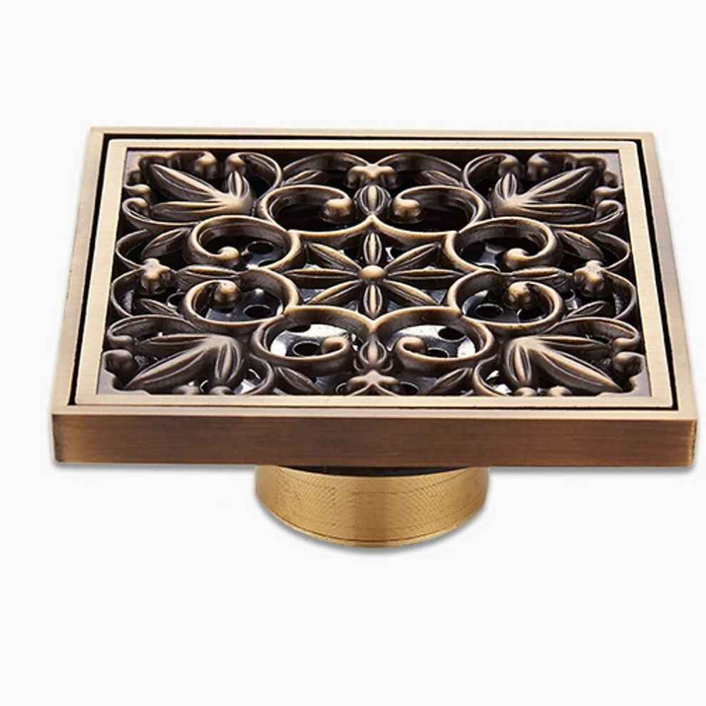 Shower Drainer Drainer Bathroom Toilet Kitchen Balcony Deodorant Waste Drain Grate Strainer Cover Creative Contemporary Brass 1Pc Floor-Standing, Gold 9023832757028