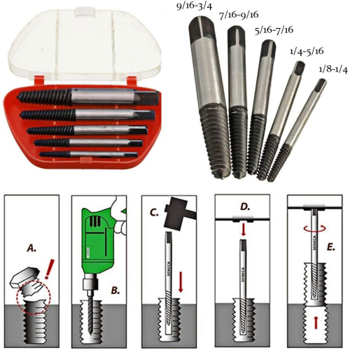 Set of 5 broken screw extractor bits from 3 to 19 mm 2