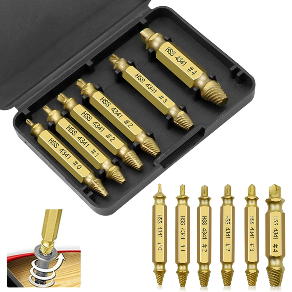 6Pcs Broken Screw Extractor Kit Damaged Screw Extractor Kit Screw Head Extractors Damaged Screw Extractor And Bolt Extractor For Removing Broken Screw 9023832757424
