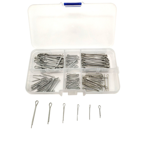 350Pc SPLIT PINS Cotter Fixings Set Assorted Sizes Zinc Plated Steel Hard Case 1