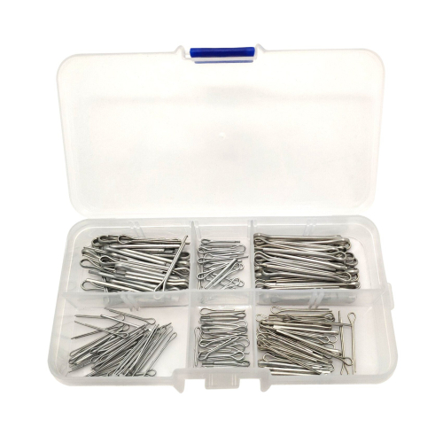 350Pc SPLIT PINS Cotter Fixings Set Assorted Sizes Zinc Plated Steel Hard Case 2