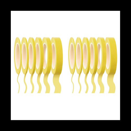 12 Rolls Fine Line Tape 1/16,7/10,1/8,1/4,1/2,3/4 Inch x 55Yard