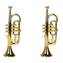 2X Trumpet 3 Tones 3 Colored Keys Simulation Play Mini Musical Wind Instruments for Children Birthday Party Toy Gold