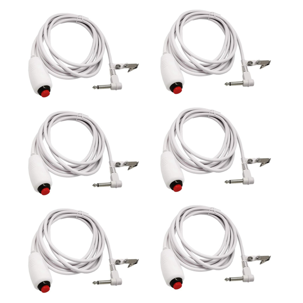 6X Nurse Call Cable 6.35mm Line Nurse Call Device Emergency Call Cable with Push Button Switch