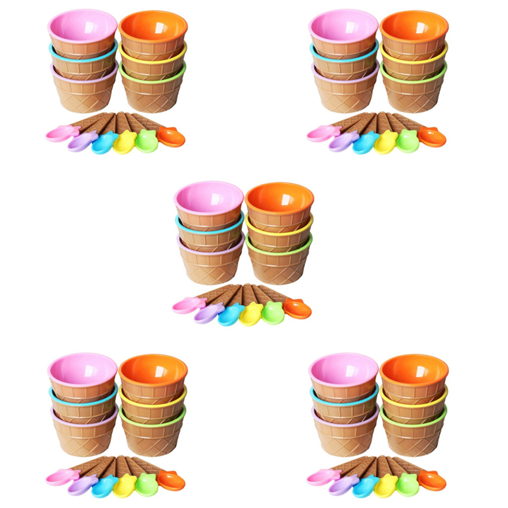 30Pcs Ice Bowl Set Different Color Ice Spoon Bowl Tableware Set Creative Children Cartoon Bowl Cream Spactz