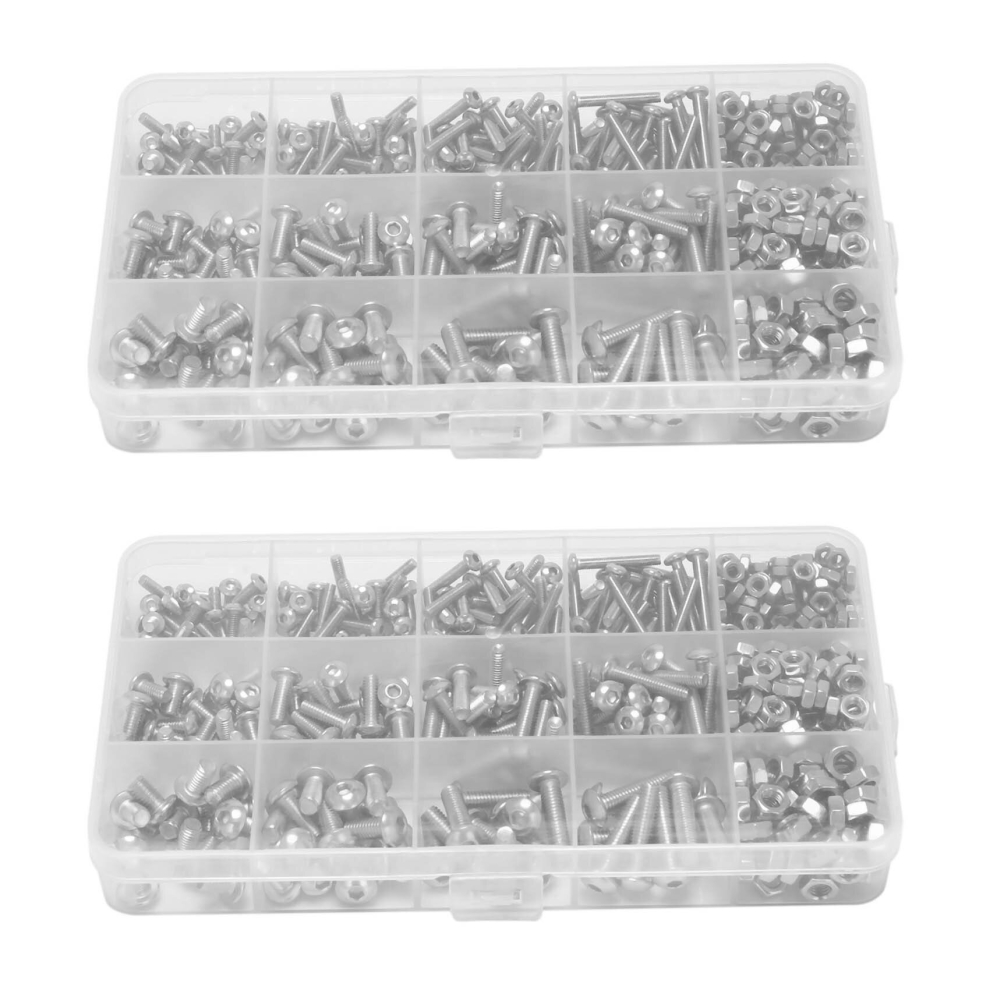 2 set Screw and Nut Kit,Machine Screw and Nut Kit, M3 M4 M5 Stainless Steel Button Head Hex Socket Head Cap Bolts Screws