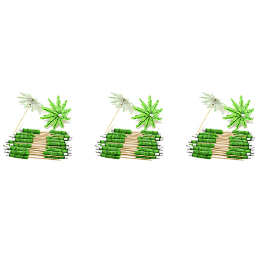 120X Green Coconut Tree Toothpicks Paper Umbrellas Toothpicks Handmade