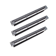 3X 19Inch 1U Cabinet Rack Pass-Through 24 Port CAT6 Patch Panel RJ45 Contact Port (RJ45 Contact Port) Modular Frame