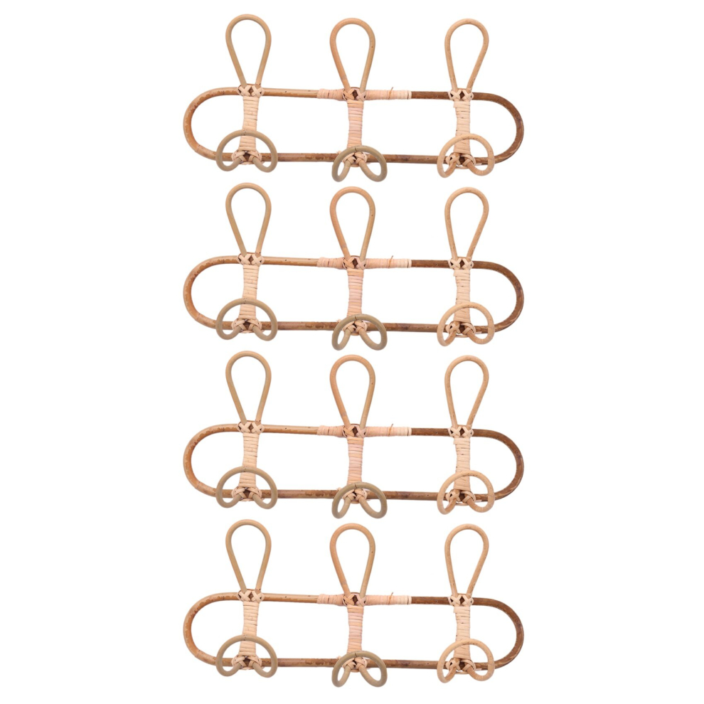 4X Rattan Wall Hooks Kids Garments Organizer Rack Clothes Hat Hanging Hook Rattan Hanger Kids Room Decor Hanger 4853745064563