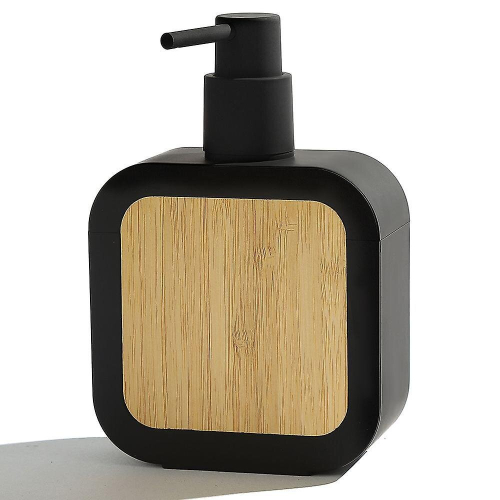(Black) Elegant Soap Dispenser With Bamboo Decoration For Bathroom Kitchen