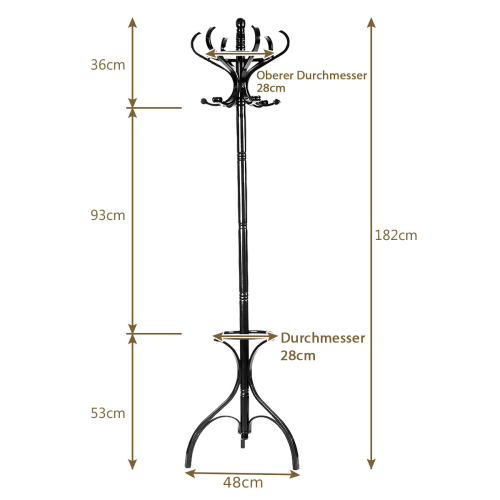 Casart Free Standing Hat Coat Rack 12 Hooks Hanger Umbrella Stand Hall Tree 1