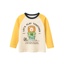 (B, 4T) 2024 Spring Autumn Boys Clothes Cartoon Top Children's T-Shirt Casual Long Sleeve O-Neck Bottoming Shirt Monkey Lion Kids Outfit