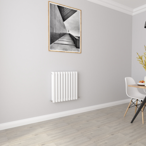 AICA (Double 600x590mm, White) Designer Oval Column Radiator Central Heating